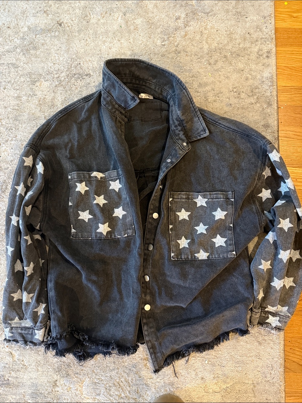 POL Black Denim Star Jacket- small oversized